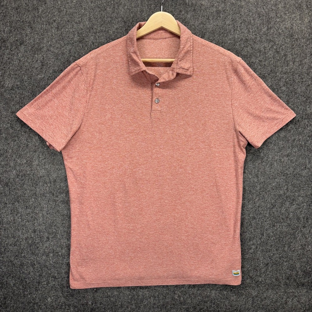 Vuori Strato Tech Polo Shirt Men's Medium Short Sleeve Light Heather Red V188